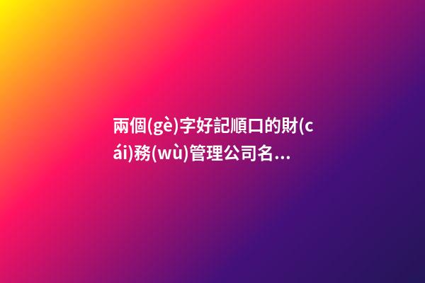 兩個(gè)字好記順口的財(cái)務(wù)管理公司名字大全 這批適合建議